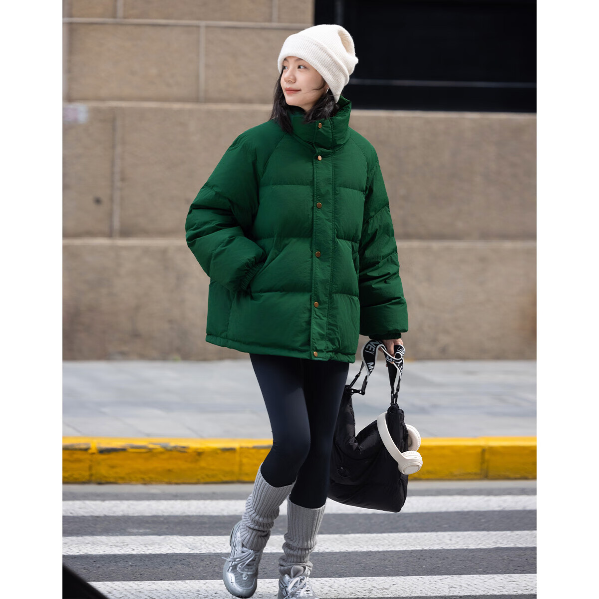 Dme [Light Warm Winter] Vintage Stand Collar 90% Duck Down Jacket for Petite Women, Warm Coat with Hidden Filling