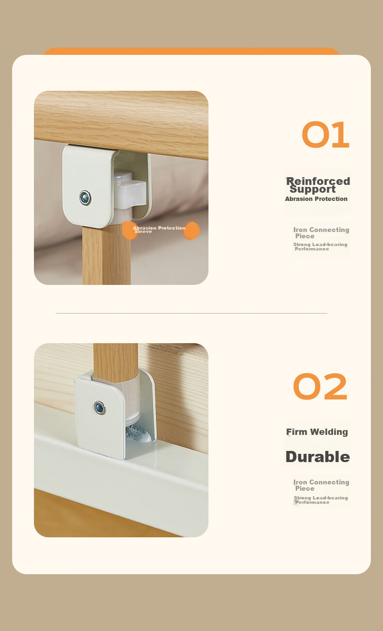 Meiruide Bedside Guardrail for Elderly, Fall Prevention Safety Handrail, No Drilling Required, Foldable 4-Level Barrier 4
