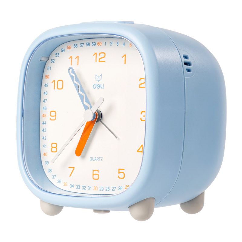 Deli Mini Luminous Analog Alarm Clock, Home Bedroom Lazy Alarm Clock Student Alarm Clock, Blue 8857 Back-To Season New Year Gift