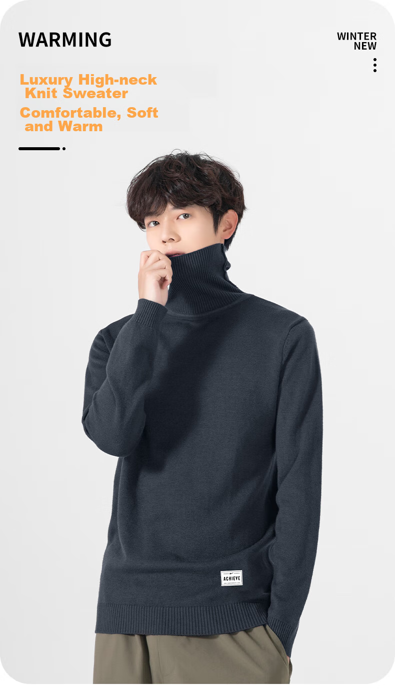 Warrior Men's Winter Turtleneck Warm Knit Sweater Loose Pullover Casual Sports Base Layer 2
