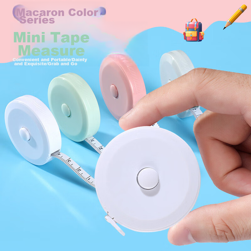 Siyicai Mini Tape Measure for Students, Soft Measuring Tape for Height And Body Measurements, Automatic Positioning, Retractable And Convenient, White, 1.5 Meters