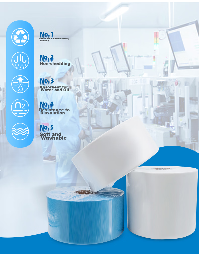 Beifute Lint-Free Wiping Paper, Dust-Free Paper, Dust Removal Non-Woven Industrial Cleanroom Roll Paper, Laboratory Oil And Water Absorbent Large Roll Paper, Blue, 25*38cm, 500 Sheets 4