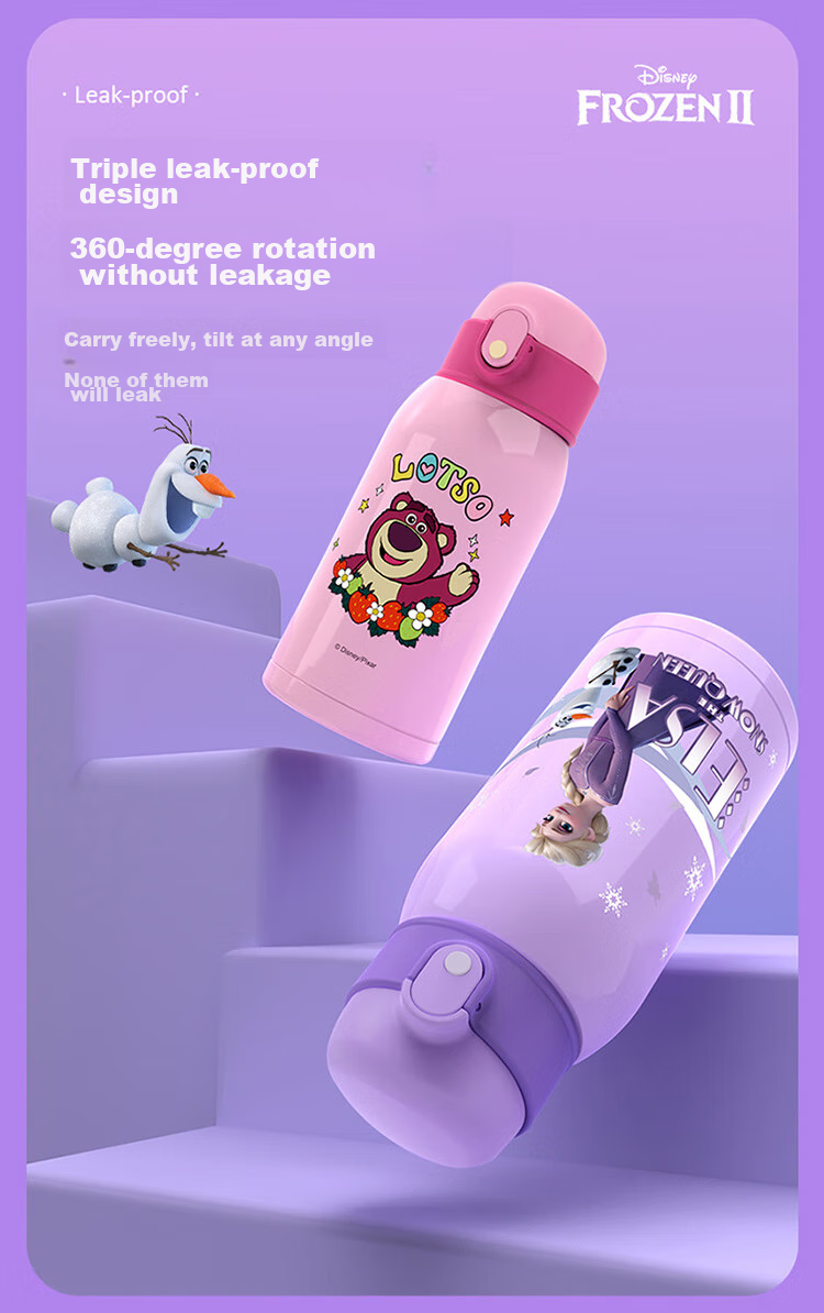 Disney Children's Insulated Cup, Dual-Use Water Bottle, 316 Stainless Steel Cup Cover, for Kindergarten And School Students, Specialized Water Bottle, 550ml 5