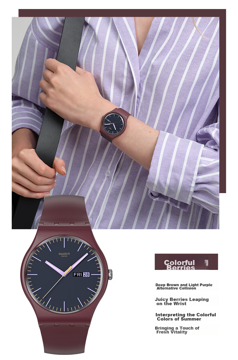 Swatch Swiss Watch, Casual Trendy Quartz Watch for Middle And High School Exams, Gift for Girlfriend, Holiday Present, Ice Blueberry 2