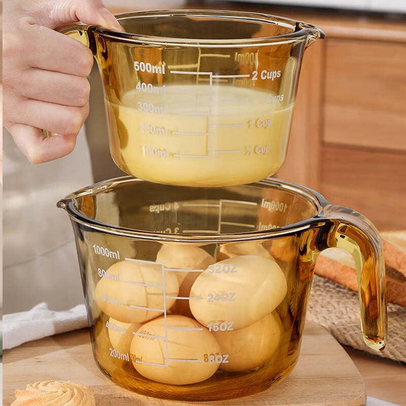 Cilock Glass Measuring Cup with Handle, Heat-Resistant Baking Beater Cup for Hot Milk, 500ml
