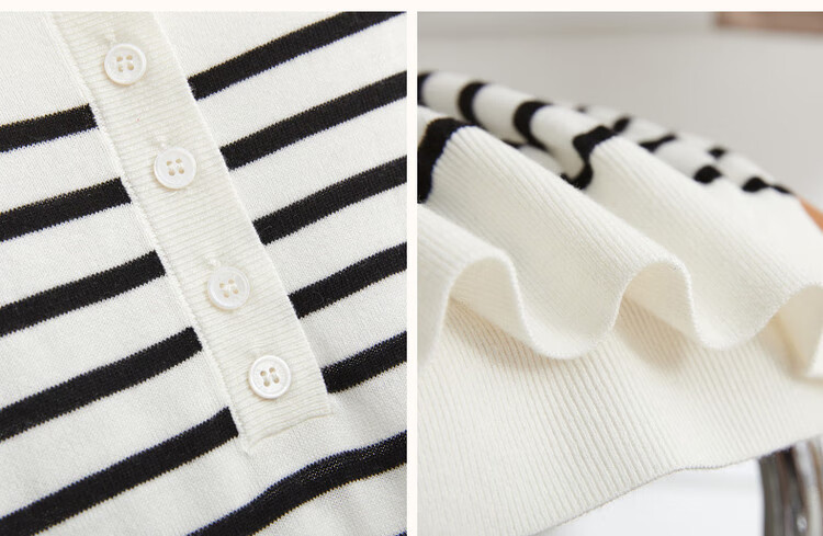Demana Japanese Style Artistic Commuter Spring Autumn Colorblock Striped Round Neck Slimming Knit Sweater 12