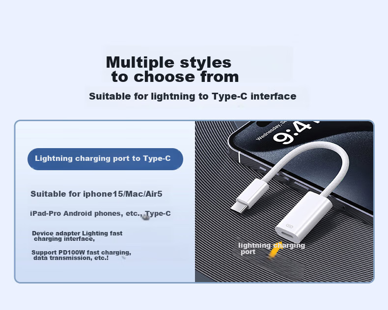 BIAZE Lightning to Type-C Adapter Compatible with Apple 17, Huawei, Xiaomi Fast Charging High-Speed Transfer Ready-To P63 Lightweight Versatile Device Upgraded Converter Charging Data Cable 3
