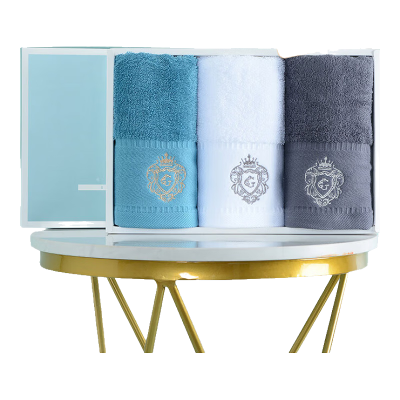 Grace Five-Star Hotel Antibacterial And Anti-Mite Towels, Pure Cotton, Thickened, Highly Absorbent, Soft Face Towels, 3-Pack Gift Box Set for Sports