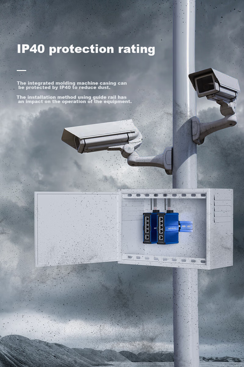 Netcore IS5 PRO Industrial-Grade Switch, 5-Port 100Mbps Ethernet Splitter, Security Monitoring Splitter, DIN Rail Mounting 7