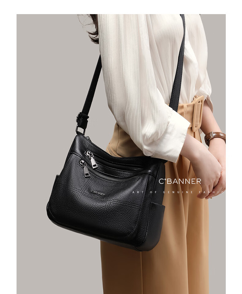C.BANNER Leather Handbag, Women's Crossbody Bag, Large Capacity, Middle-Aged Mom's Shoulder Bag, Birthday And Mother's Day Gift, Practical Present for Mom 3