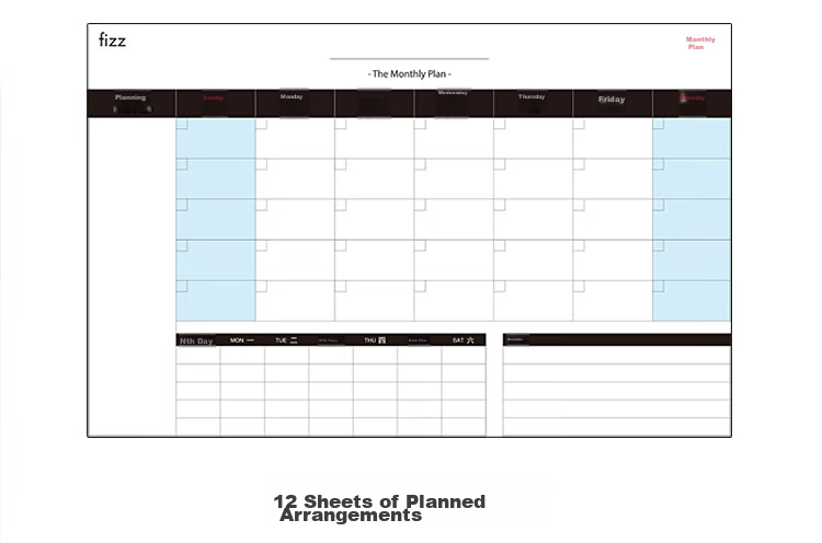 Fizz Calendar Notebook Creative Multifunctional Model Self-Fill Business Office Desk Calendar with Notes, Wall Clock Desktop Ornament for Office, Exam Preparation And Planning FZ335013 5