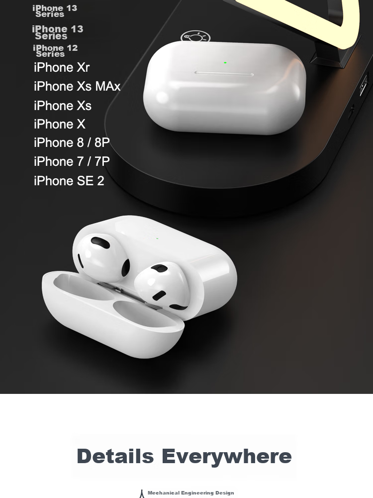 ESCASE Five-In Wireless MagSafe Magnetic Charger for Apple IPhone 16 Pro Max, Watch, Earphones, 15W Fast Charging Stand WBF-32 White 18