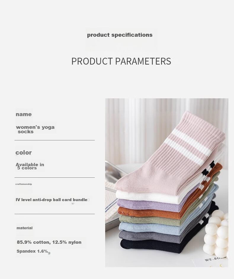 LangSha Yoga Socks for Women, Mid-Calf Sports Fitness Socks, Non-Slip Socks, Pilates Dance Socks, Silicone Floor Socks 24