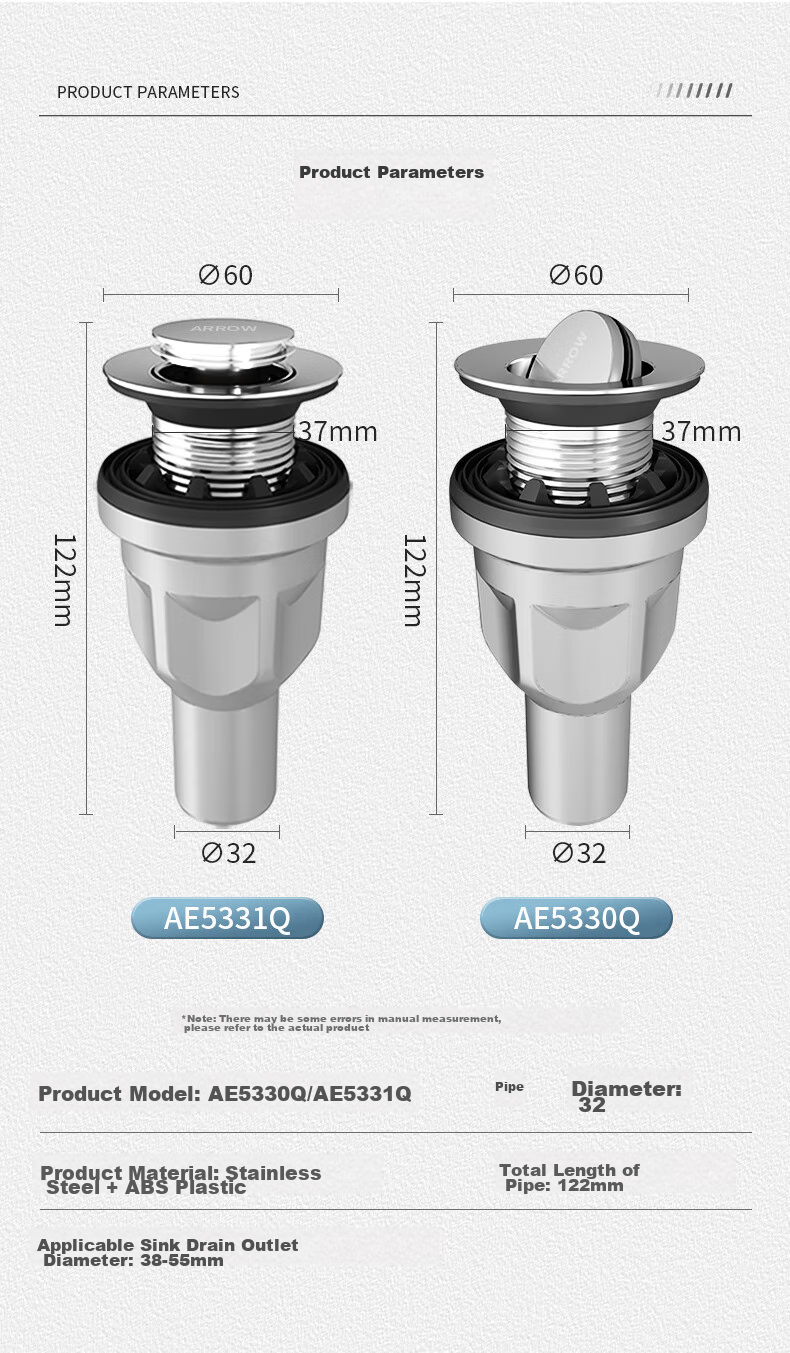ARROW Sink Drain Pipe, Basin Drain Kit, Washbasin Drainage System, Sink Drainage Pipe, Anti-Odor 10