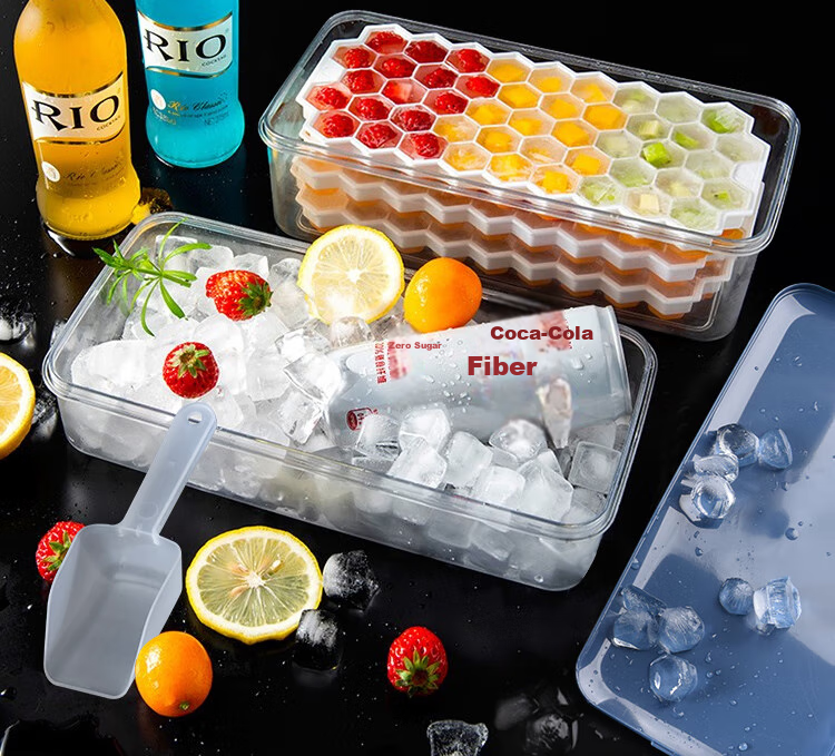 Suncojia Ice Cube Mold, Ice Making Tool for Home Use, Ice Box for Making Ice Balls, Refrigerator Freezer Tray, Silicone Storage Box with Lid, 47 Compartments 2
