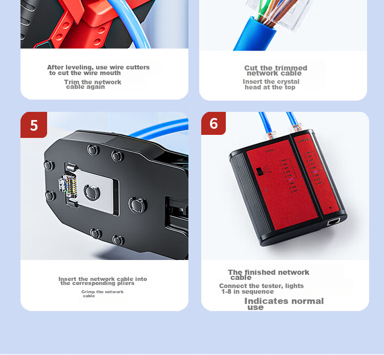 ZLEUE Network Cable Crimper, Wire Stripper And Cutter for Network And Telephone Cables, 4P6P/8P RJ45 Connectors, Multi-Functional Spring Tool for Professional Category 6 Cable Crimping And Termination, W103 20