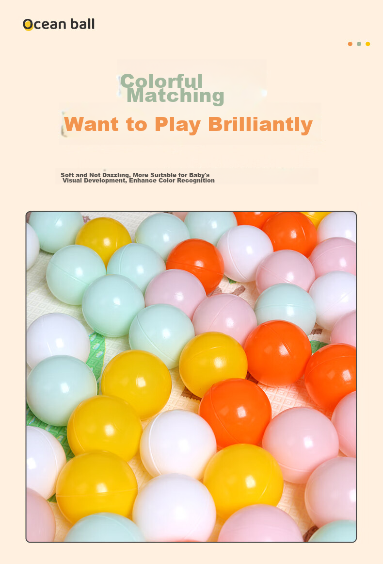 DEERC Colorful Ball Pool, Indoor Macaron-Colored Ocean Balls, Small Colorful Balls, Children's Toy Balls, Birthday Gift 8