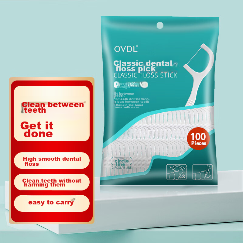 OVDL Dental Floss Picks, Ultra-Thin Round Thread for Cleaning Teeth Gaps, High Tensile Strength Toothpicks, Flossing Tool, 100 Pieces * 1 Pack, Portable