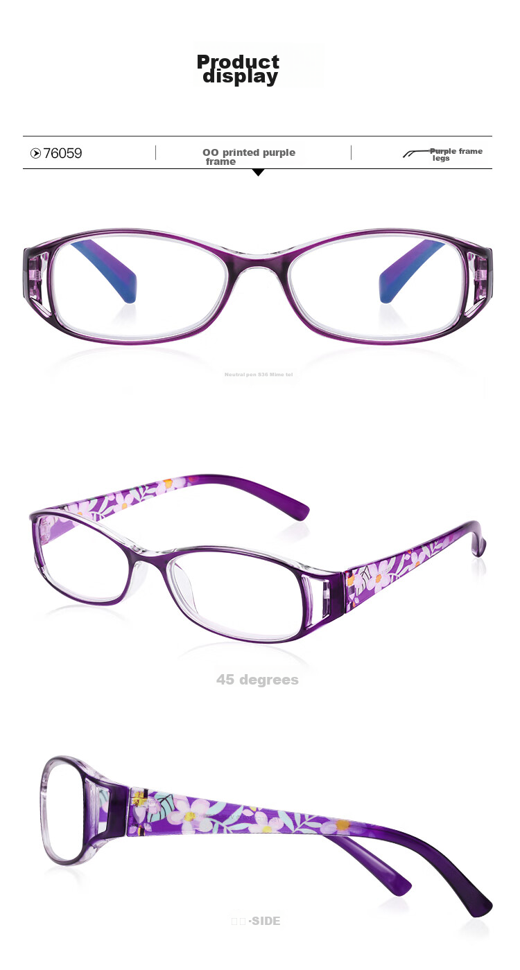 Mr. PuTian Anti-Blue Light Reading Glasses for Women, High-Definition Presbyopic Glasses for Elderly, Purple, 150 Degrees (50-54 Years Old) 10