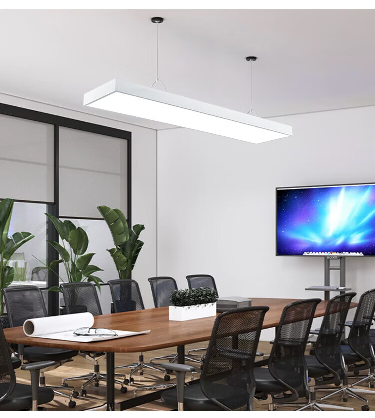 Dexin Office LED Linear Light Square Tube Lamp Conference Room Office Pendant Light White Rectangular 120*7-32W Cool White 6