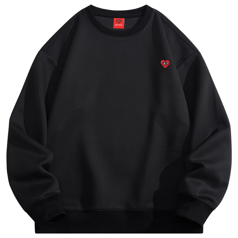 Chaersitaoxin [Bailu & Wang Churan Same Style] Sweatshirt for Men And Women, Couple Matching Round Neck Fleece-Lined Top, Black Fleece L