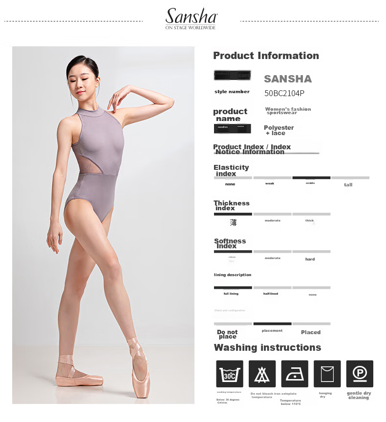 Sansha Ballet Dance Practice Leotard for Adult Women with Halter Neck, Lace Dance Bodysuit for Gymnastics And Figure Training, Black, 2XL 2