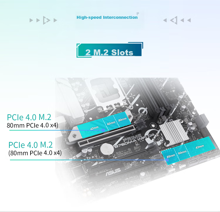 ASUS PRIME B760M-A WIFI D4 Motherboard, Compatible with CPU 14600KF/12600KF/12490F (Intel B760/LGA 1700) 12