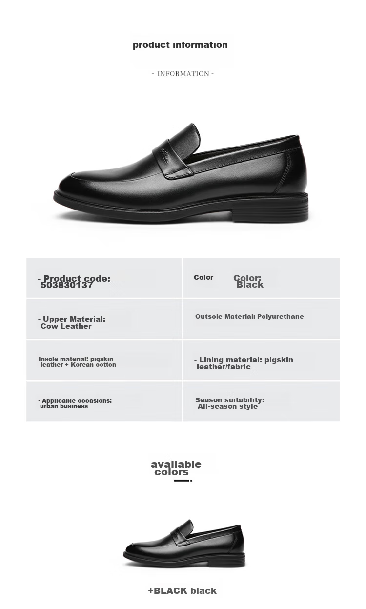 Goldlion Men's Shoes, Business Casual Formal Shoes, Autumn Comfortable Lightweight Fashion Leather Shoes, 50383013701A-Black Size 39 10