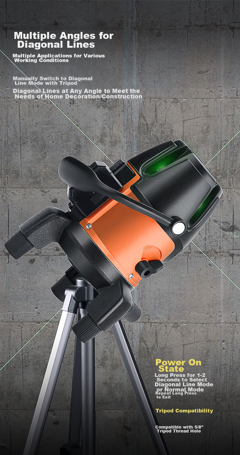 Dongcheng Three-Line Level DTX4V-0721E Green Laser Level High-Precision Strong Light Auto Leveling Infrared 6
