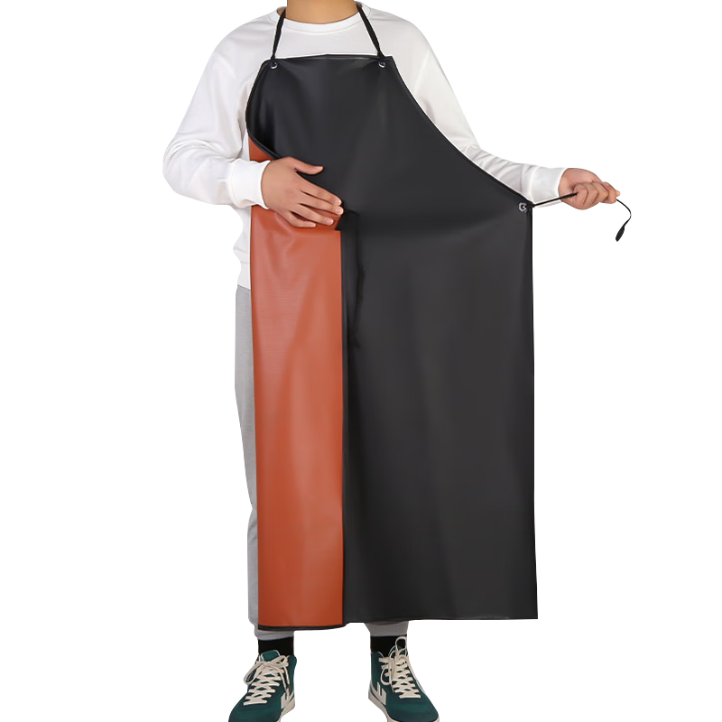Ansairui PVC Waterproof Apron, Kitchen Restaurant Sleeveless Oil-Proof Waist Apron, Black And Red Composite Color, One Size Fits All, 3K00007