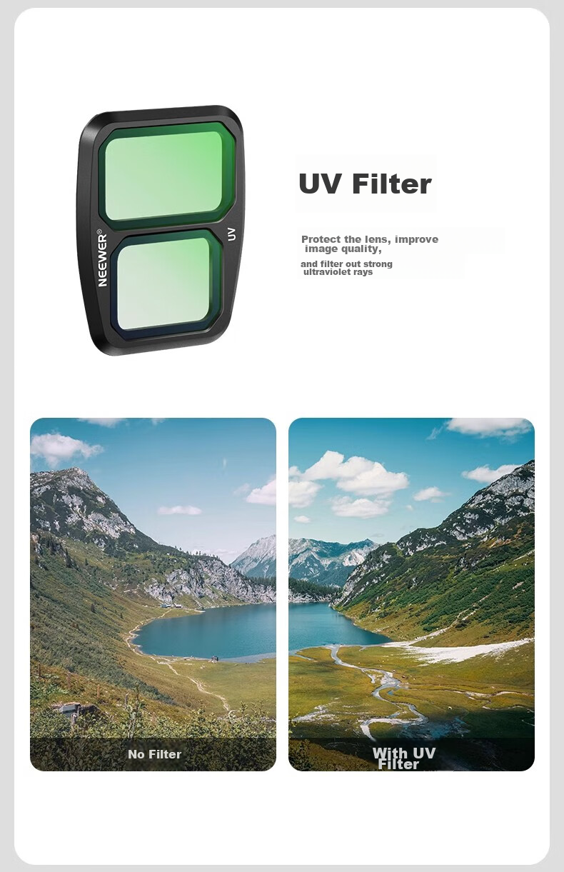 NEEWER Filter Kit for DJI Air 3 Drone: UV/CPL/ND8/ND16/ND32/ND64 Protective Neutral Density Filters ND Filters for Landscape Photography 6