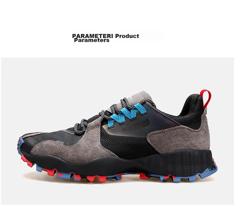HUMTTO Men's Outdoor Hiking Shoes, Comfortable Breathable Casual Trekking Shoes, Non-Slip Wear-Resistant Climbing Shoes, Dark Gray-Black, Size 39 7