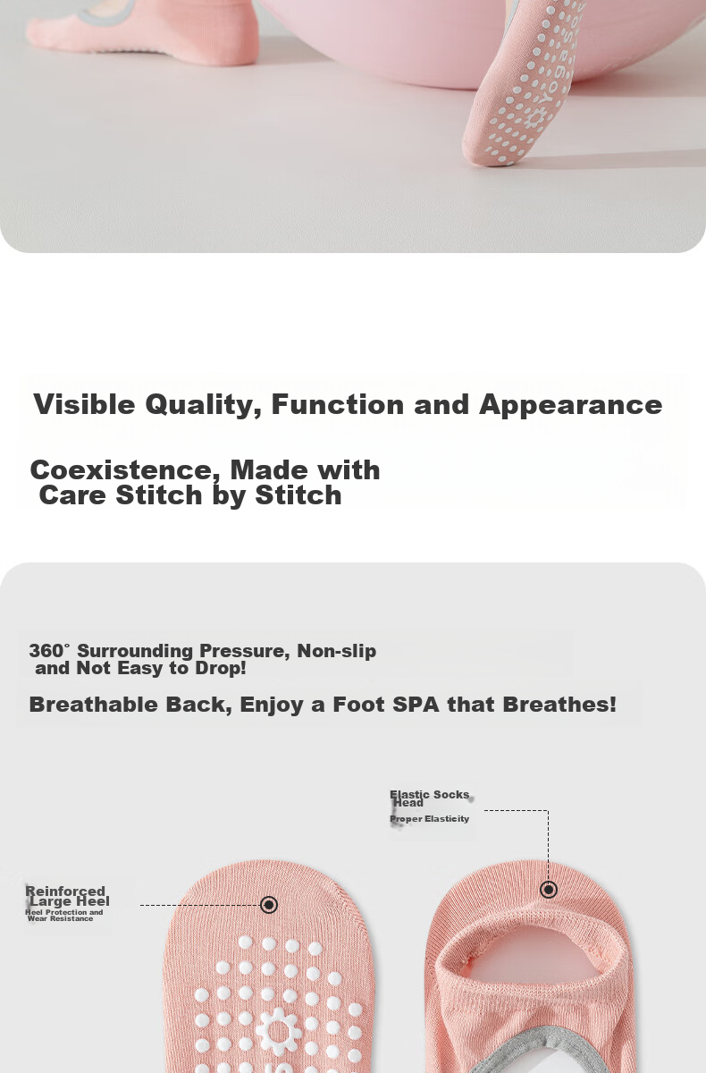 Ziyouxi Yoga Socks for Women, Professional Sports Non-Slip Anti-Pilling Short Tube Socks, Pilates Fitness Dance Seamless Boat Socks for Spring And Summer 3