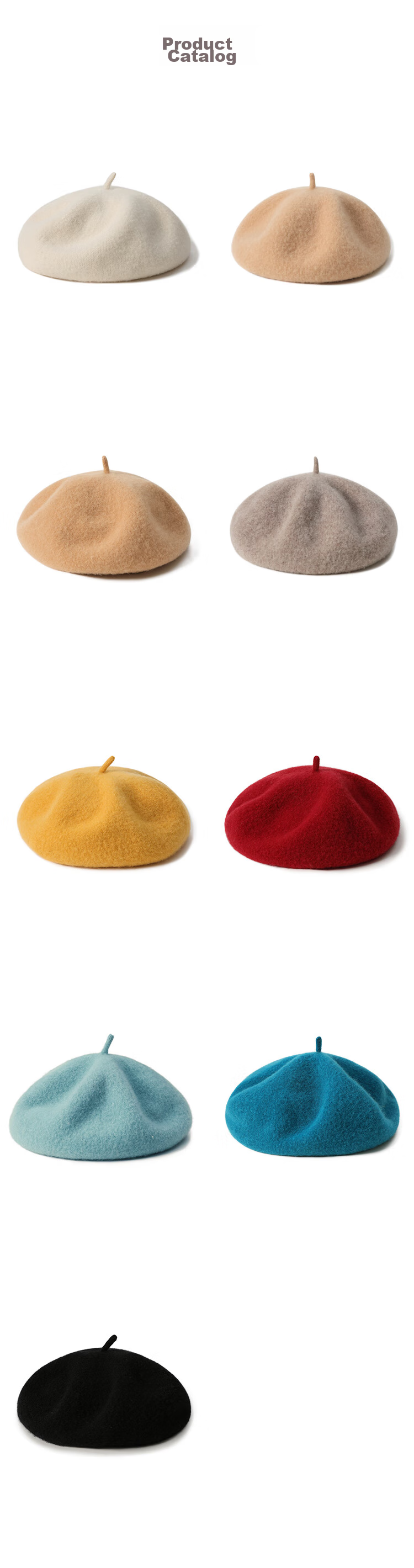 JIUMU Pure Wool Beret, Autumn And Winter Warm Woolen Painter Hat, Japanese-Style British Retro Classic Versatile Hat for Wome 40