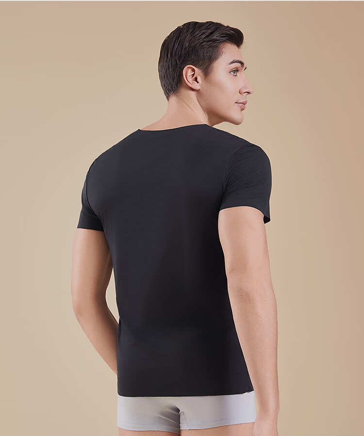 Hosa Men's Short-Sleeve Modal T-Shirt, Autumn And Winter Sports Undershirt, Versatile And Breathable, Black, Size L 4