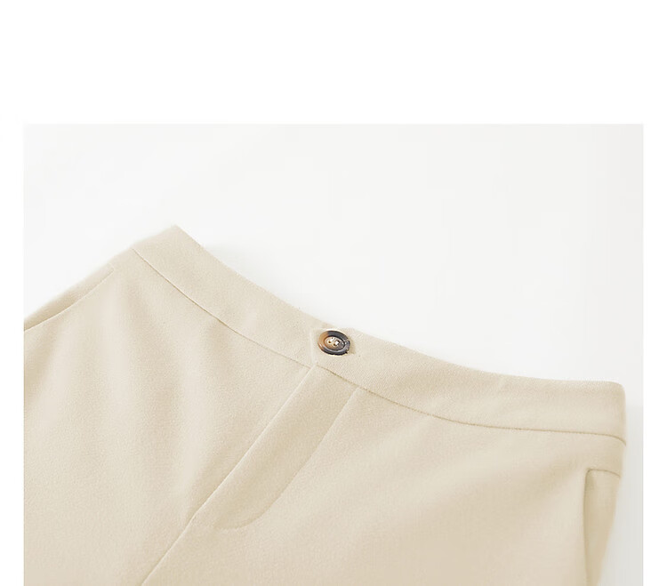 Dme [Brushed Cigarette Pants] Mid-Rise Straight-Leg Women's Trousers, Retro Casual Style, Beige, XL 10
