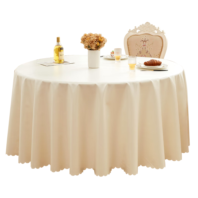 CHERISHES LIFE Circular Tablecloth, Waterproof, Washable, for Hotels, Restaurants, Canteens, Large Round Table Cover, TPU Material, Milk White Color, Diameter 280cm