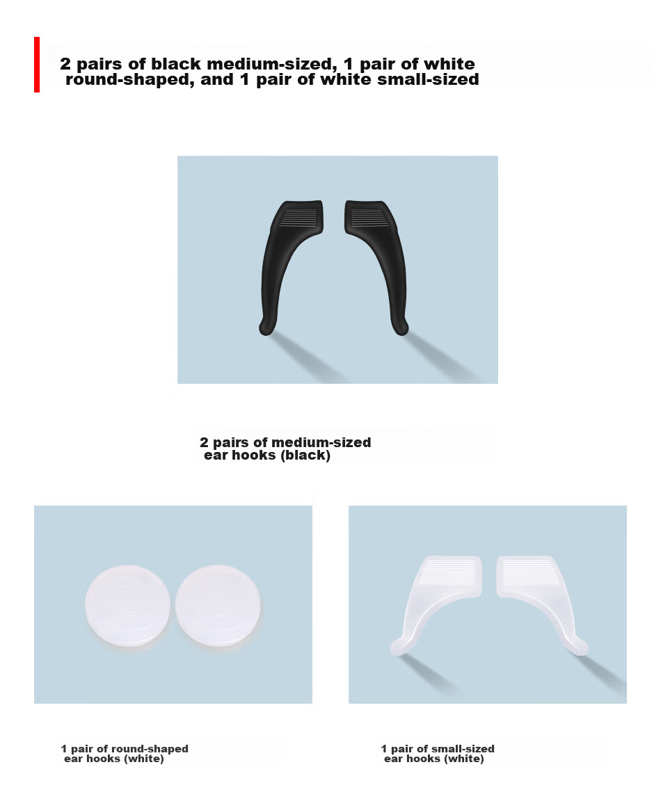 DRATRA Non-Slip Silicone Ear Hooks, Anti-Fall Eyeglass Temple Covers, Anti-Drop Glasses Leg Covers, Ear Hook Fixation Device, Ear Clip, Ear Back Accessories 8