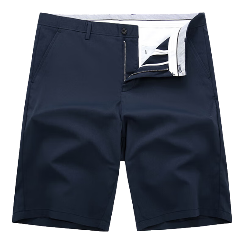 ROMON Men's Shorts, Summer Casual Loose Thin Five-Point Pants Straight-Leg Trousers, DK0503, Navy Blue, Size 38