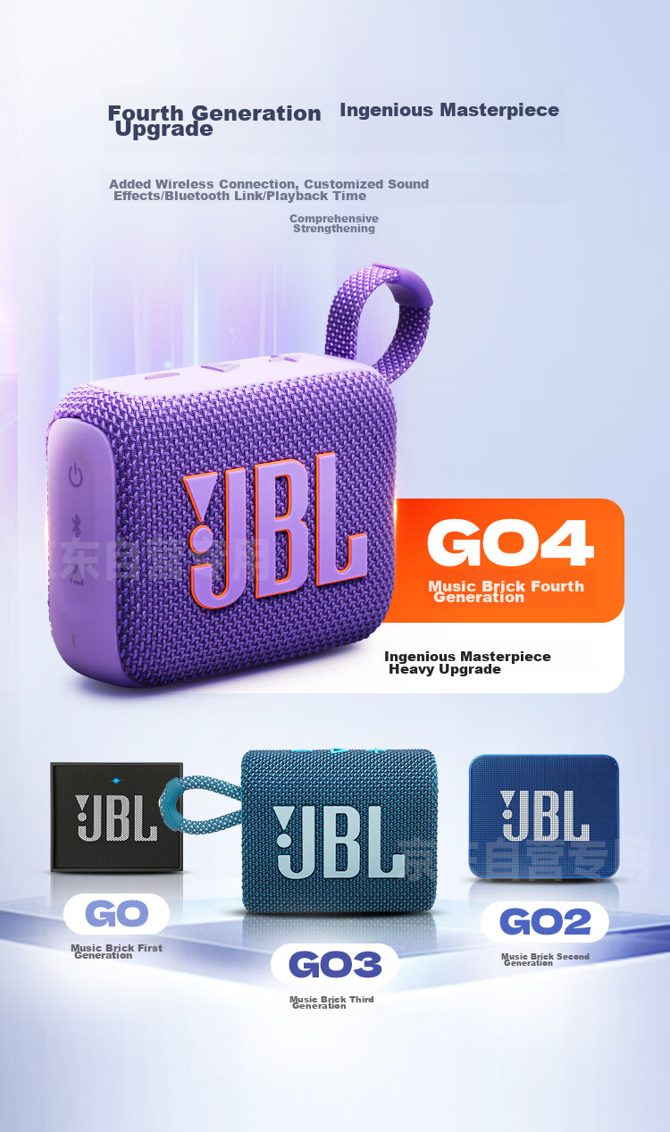 JBL GO4 Music Gold Brick Fourth Generation, Bluetooth Speaker, Outdoor Portable Speaker, Mobile And Computer Speaker, Subwoofer, Cycling And Running, Gift Recommendation, Jazz Blue 10