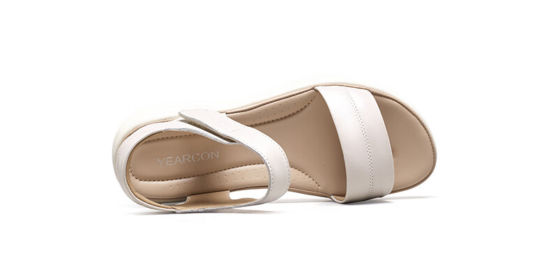 Yierkang Women's Shoes, Fairy-Style Wedge Sandals, Perfect for Dresses, Beach Shoes, Thick-Soled Mom Sandals, 18074W, Beige, Size 35 25