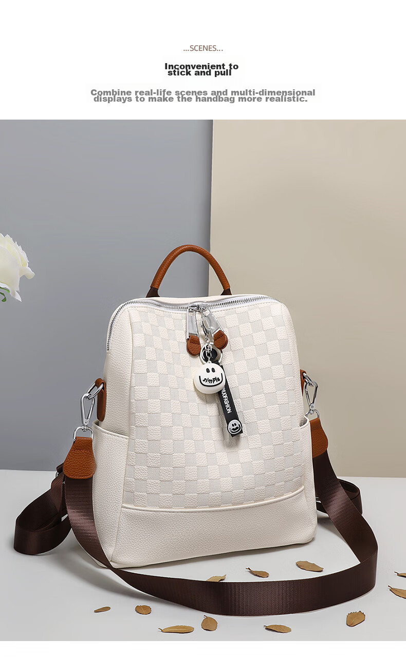 Aiqinghai Top-Grain Leather Backpack for Women, Luxury Brand School Bag, Crossbody Bag, Stylish Casual Versatile Birthday Gift 11