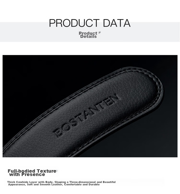 BOSTANTEN BOSTANTEN Men's Leather Belt with Automatic Buckle, Trendy Formal Waistband, Birthday Gift 13