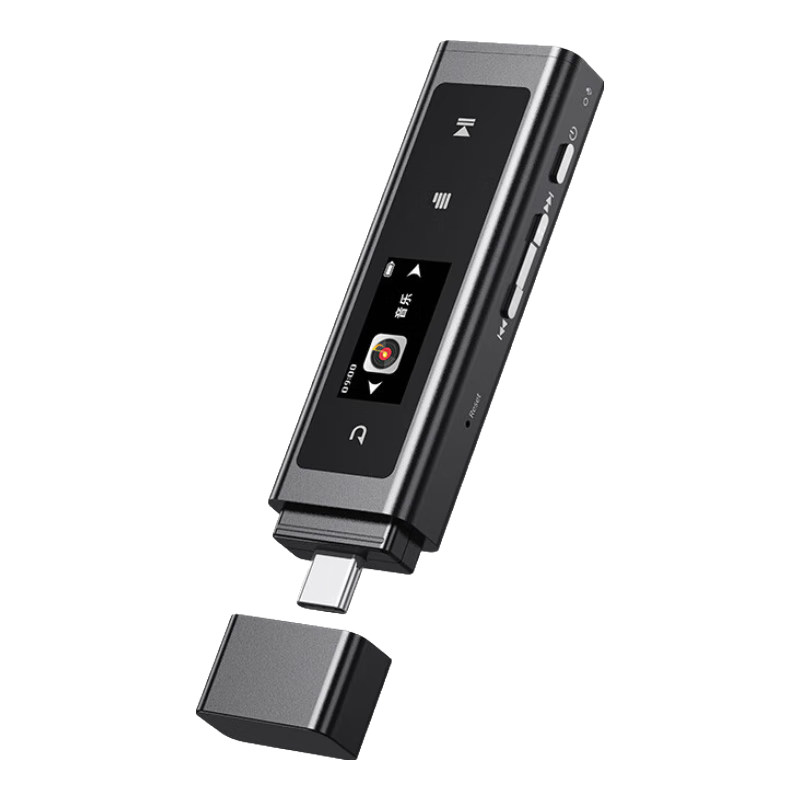 Aigo Aigo Mp3-500, 64GB Portable Mp3 Music Player, Mp4 Bluetooth Student Walkman, English Learning, Sports Running, Lossless Recording, USB Flash Drive Style with USB-C Port, Black