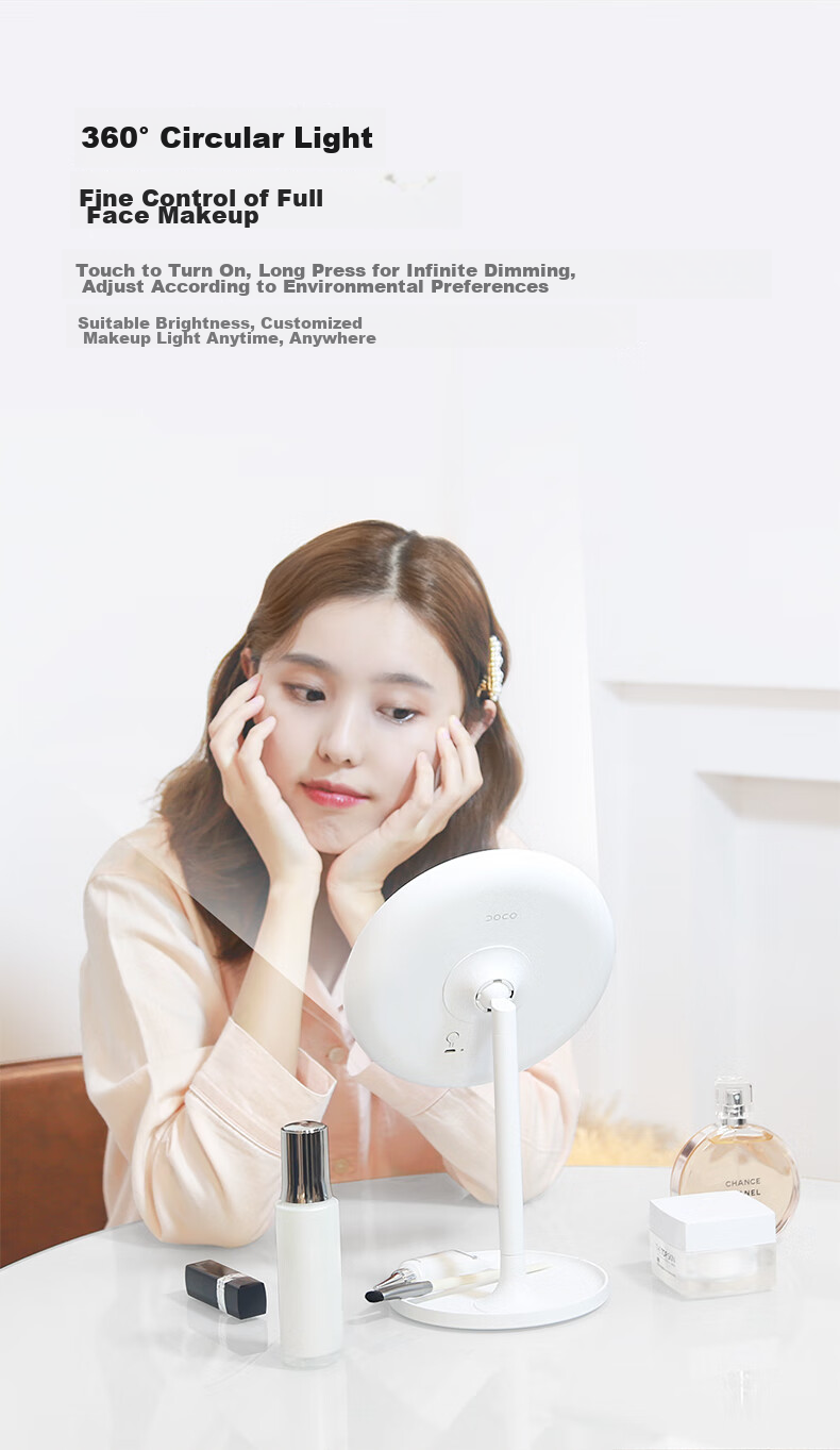 DOCO LAB Mirror Makeup Mirror with Light, Desktop Smart Beauty Mirror, LED Touch-Up Mirror, Gift for Girlfriend on Holidays 6