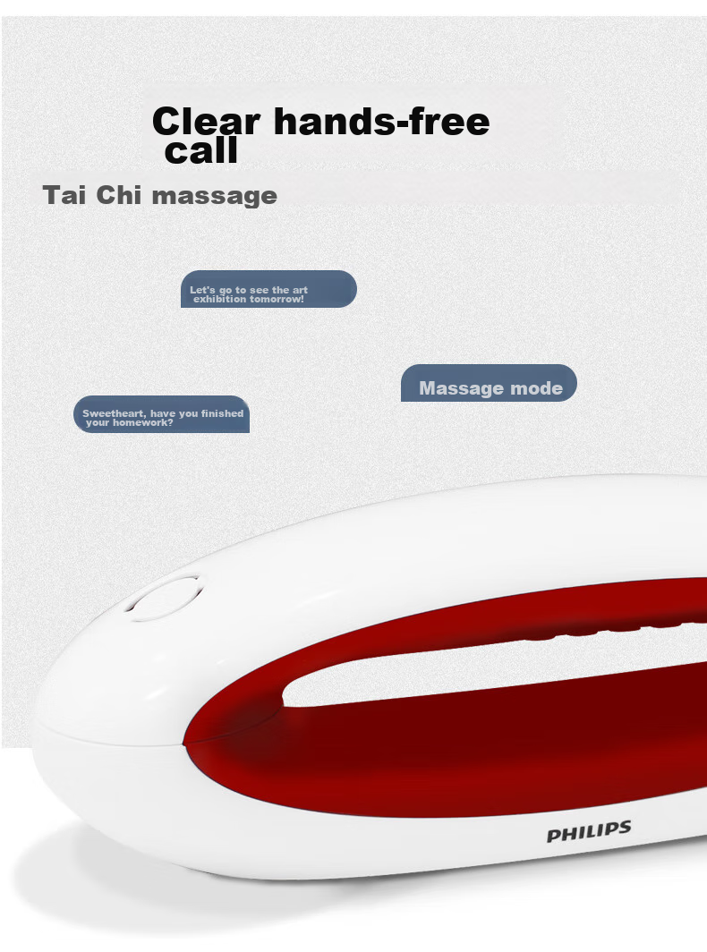 PHILIPS Cordless Telephone, Wireless Landline Phone, Parent-Child Handset, for Office And Home Use, White Backlit Screen, Long Standby Time, DCTG5502, Red 5