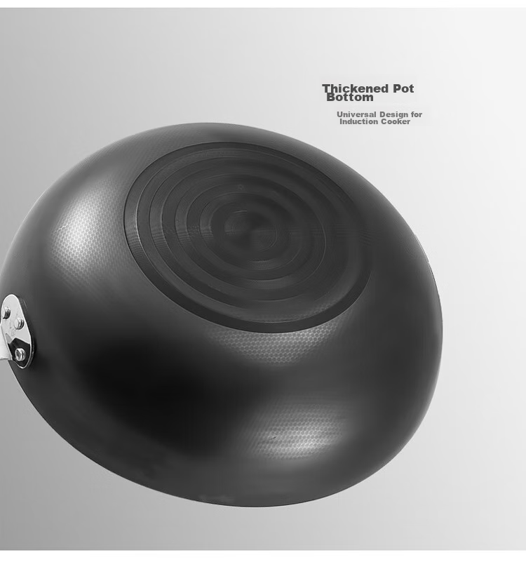 MAXCOOK Wok Iron Pan 30CM Compatible with Gas And Induction Stoves, Non-Coated, Suitable for Iron Spatula MDB-30 14