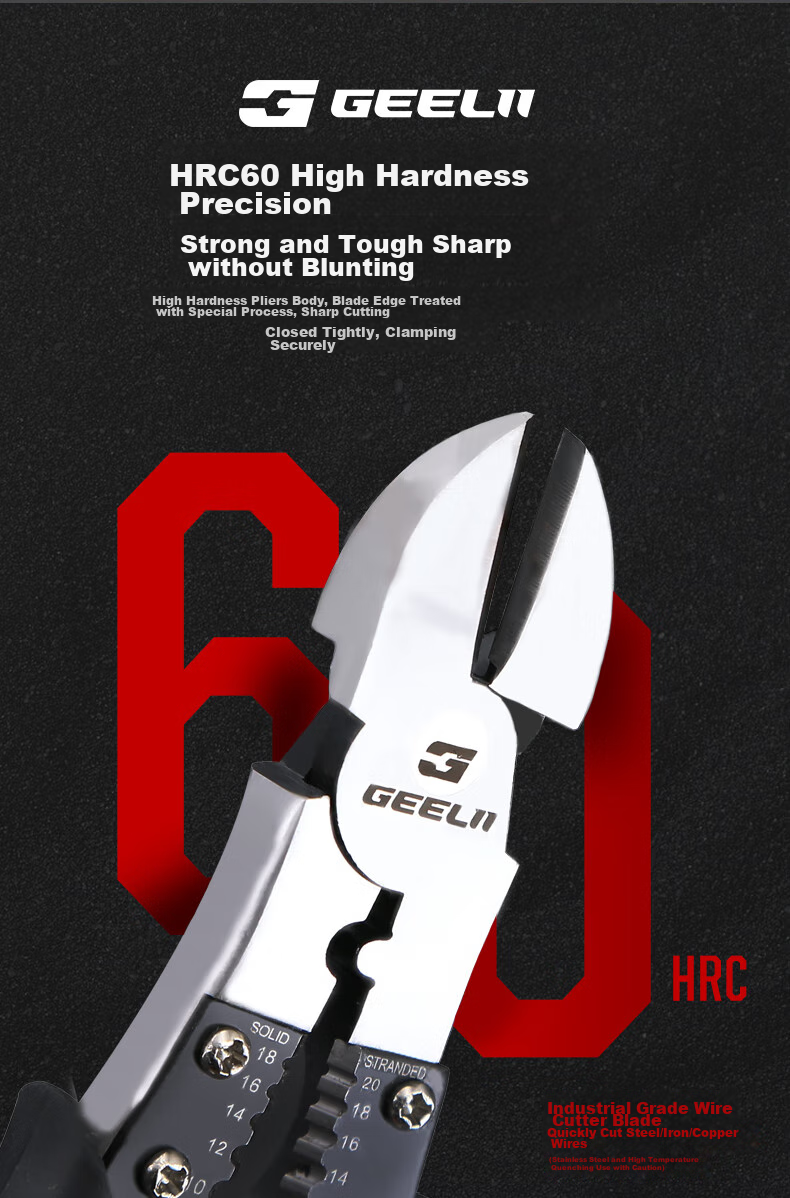 GeeLii 9-Inch Diagonal Cutting Pliers, Multi-Functional Pliers, Wire Stripping Pliers, Side-Cutting Pliers, Wire Cutting Pliers, Electrician's Scissors, Diagonal Pliers 65061 4
