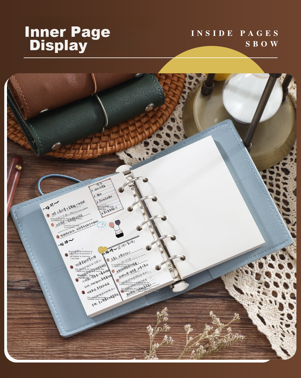 Faramon Loose-Leaf Notebook M5 Detachable Blank Notebook, High-Quality Soft Leather Journal, Portable Diary for Travel And Stamping, Bean Paste Red 7