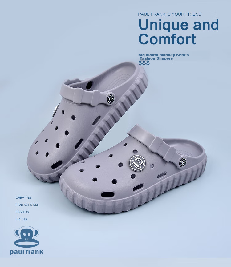 Paul Frank Men's Clog Sandals Summer Closed-Toe Outdoor Dual-Wear Beach Shoes Women's PF5377 Gray Size 44/45 1